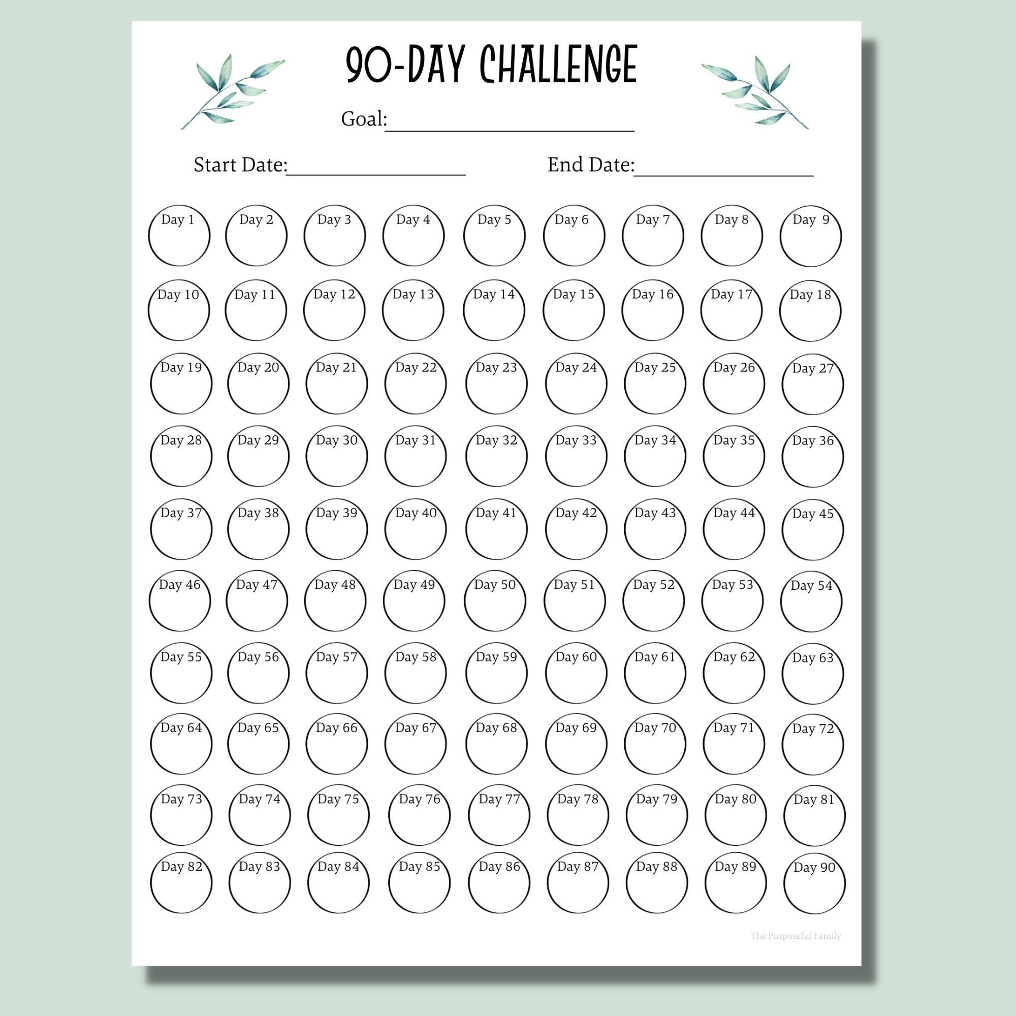 90 Day Challenge Tracker Printable PDF Habit Tracker D fi De 90