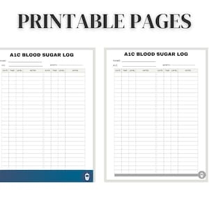 A1C Blood Glucose Tracker Printable Blood Sugar Log Medical Checklist 