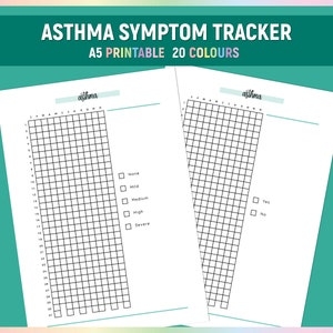 A5 Asthma Symptom Tracker Printable Asthma Journal Simple Wheezing 