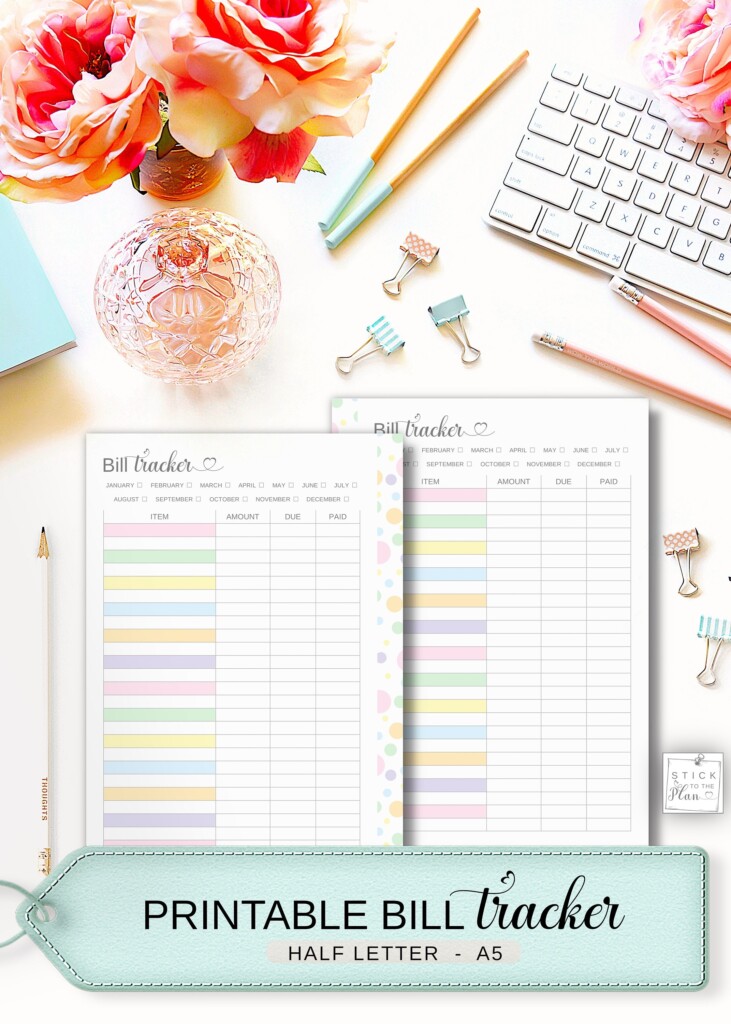 A5 Bill Tracker Printable Half Letter Expense Tracker Planner Etsy UK