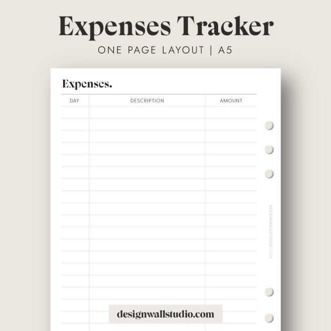 A5 Expense Tracker Printable Dolftones