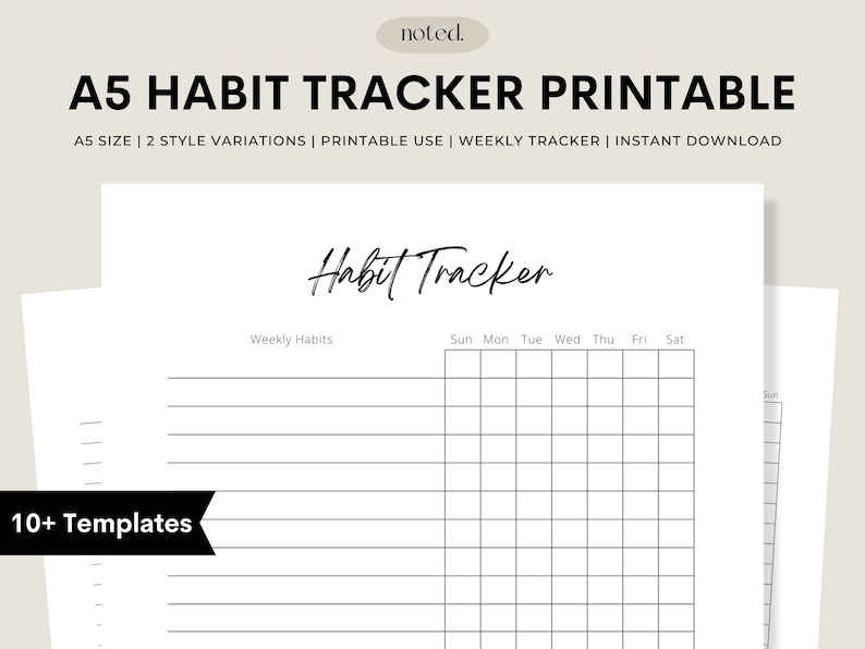 A5 Habit Tracker Printable Habit Tracker A5 Printable Insert Planner 