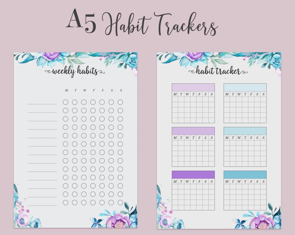 A5 Habit Tracker Weekly And Monthly Tracker Printable PDF Etsy