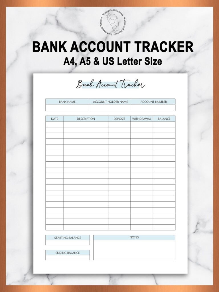 Account Tracker Printable