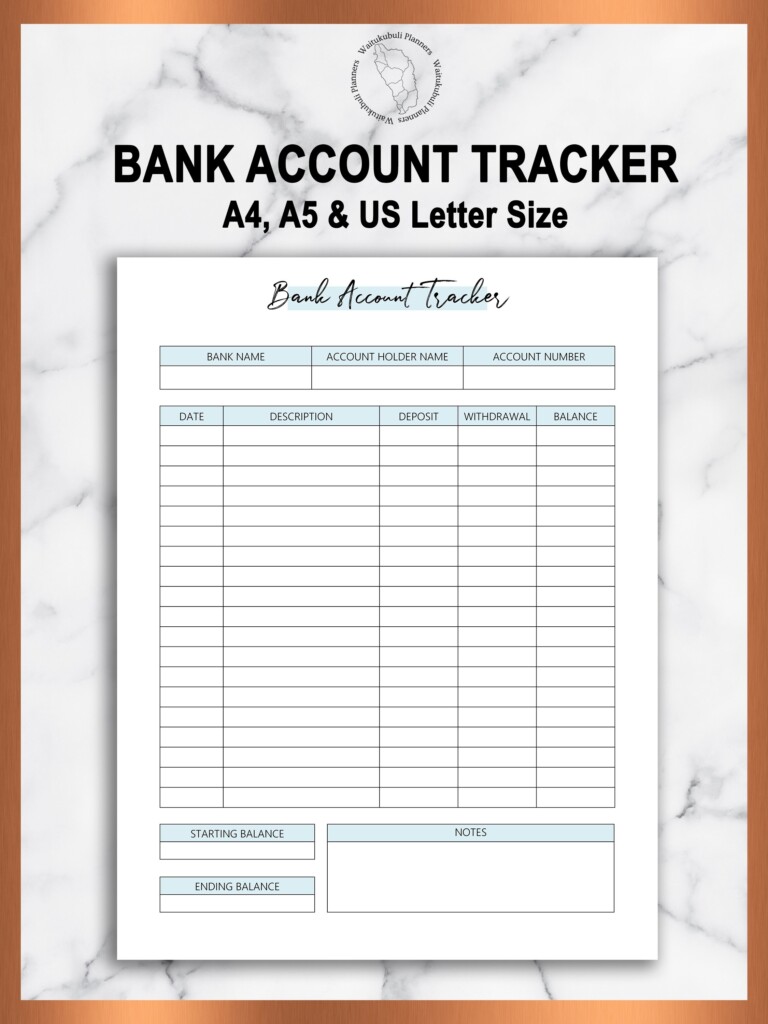 Account Tracker Printable
