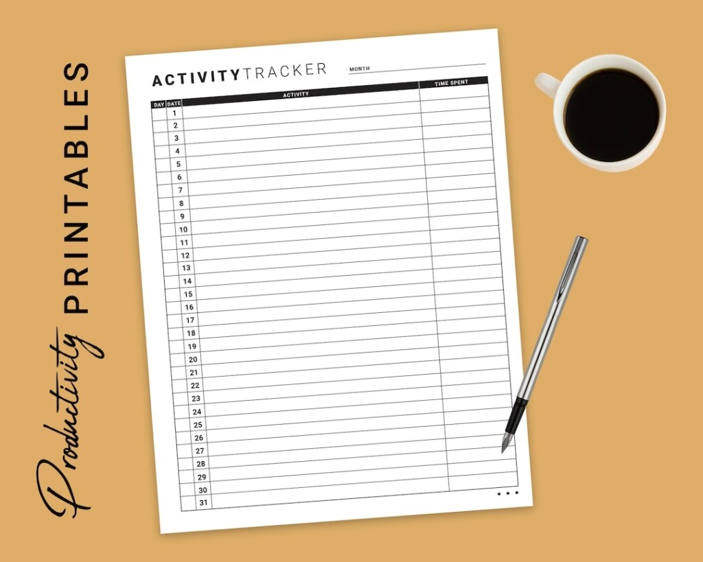 Activity Tracker Printable PDF Keep Track Of Activities Track 