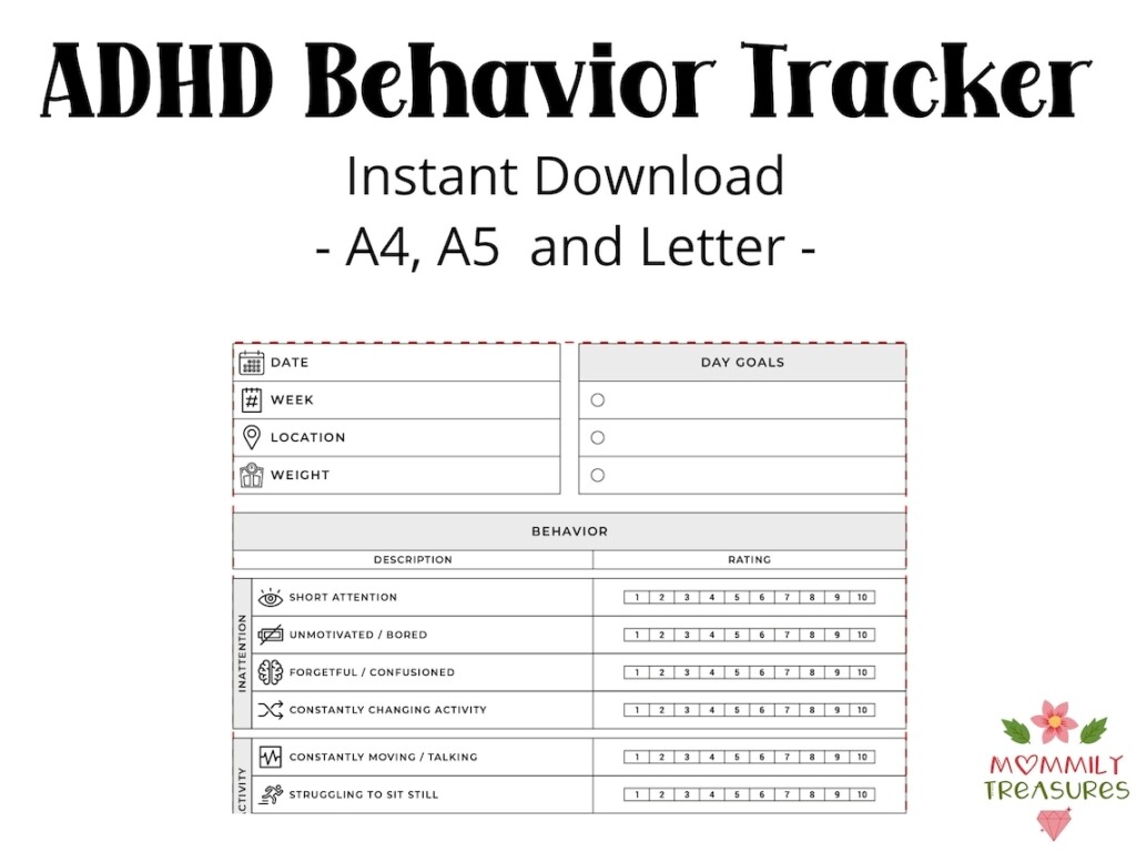 ADHD Behavior Tracker Attention Deficit Disorder Impulsive Behaviour 