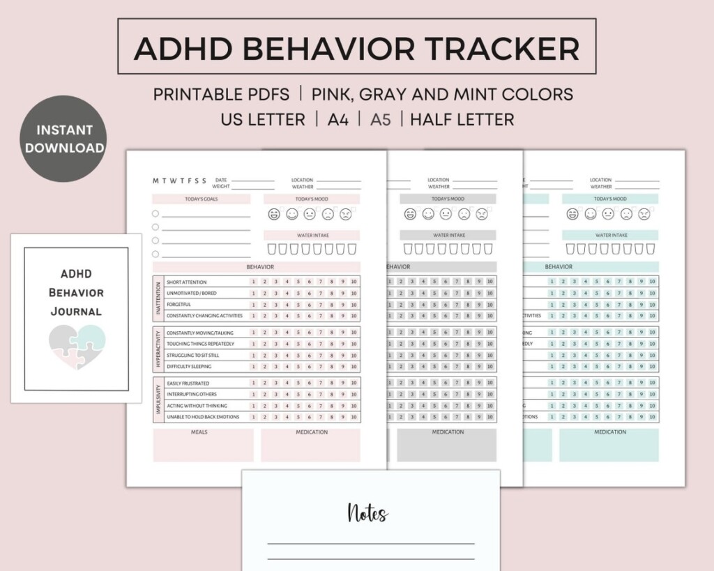 ADHD Daily Planner Printable ADHD Tracker Behavior Tracker ADHD 