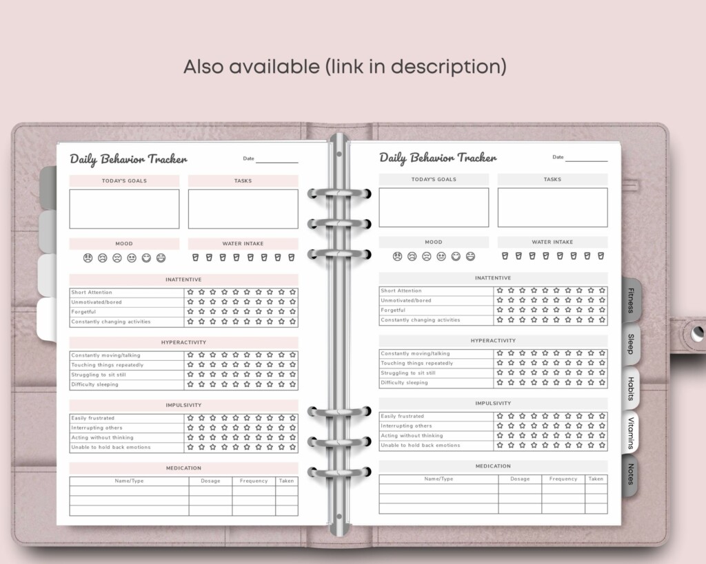 ADHD Daily Planner Printable ADHD Tracker Behavior Tracker ADHD 