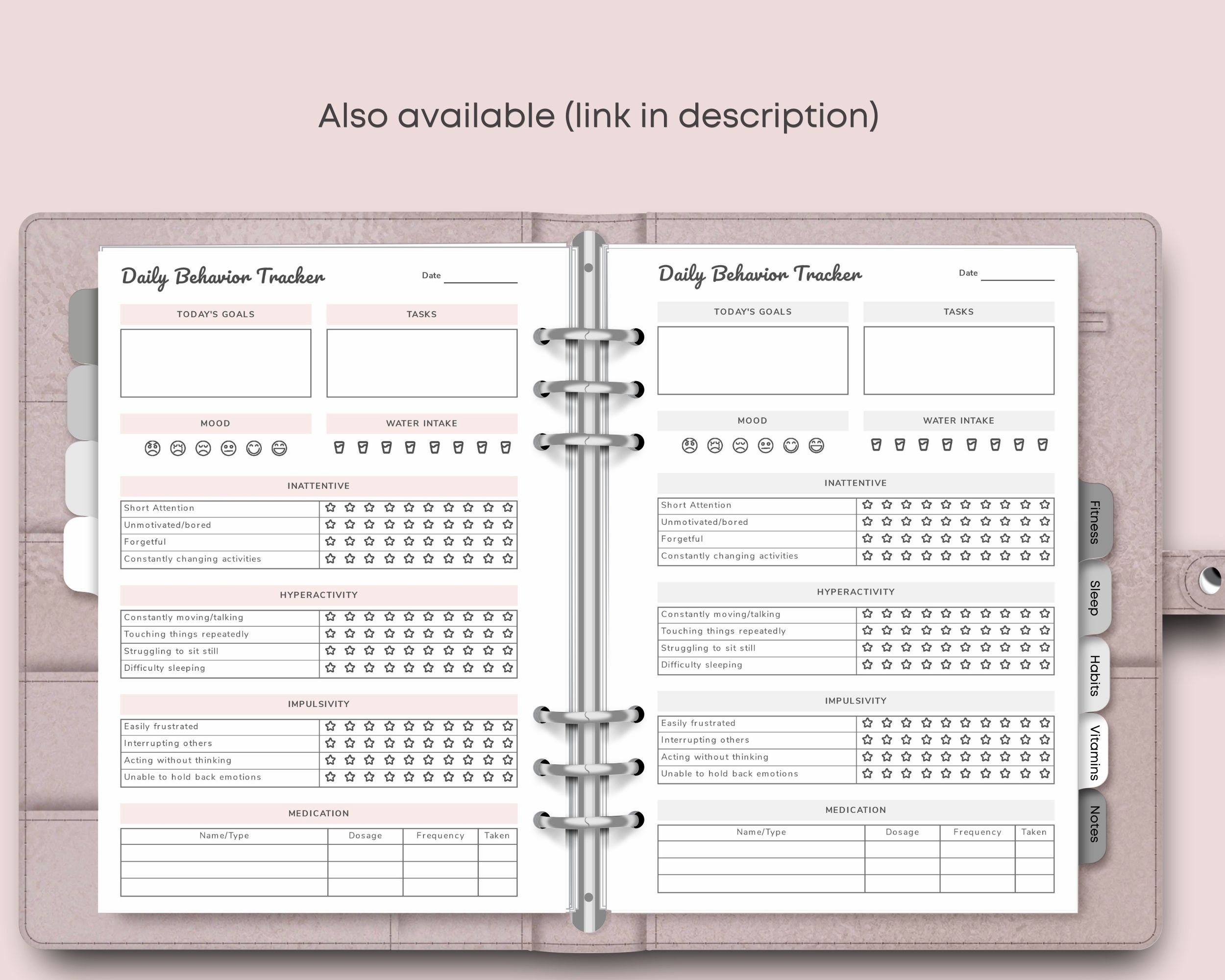 ADHD Daily Planner Printable ADHD Tracker Behavior Tracker ADHD