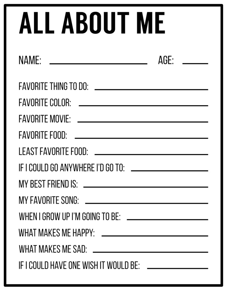 All About Me Free Printable Free Templates Printable