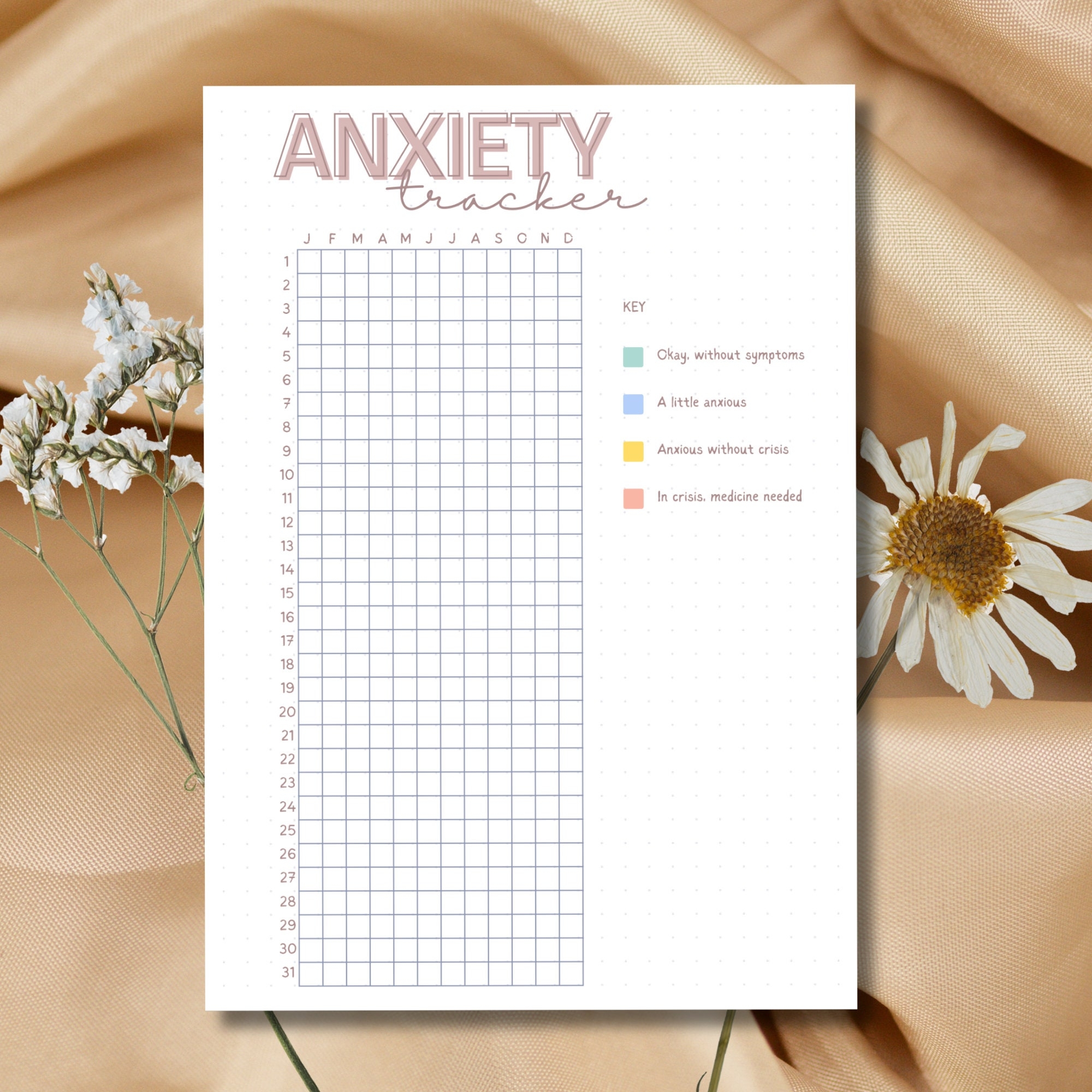 Anxiety Tracker Printable Tracker Anxiety Journal A5 Journal Mood