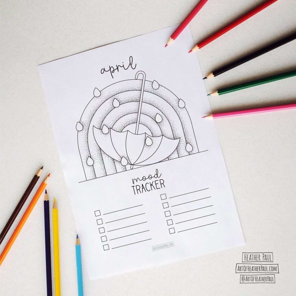 April Mood Tracker Dot Journal Letter A4 A5 Printable Digital 