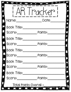 AR Accelerated Reader Book Tracker Printable By Kirsten Fili TPT