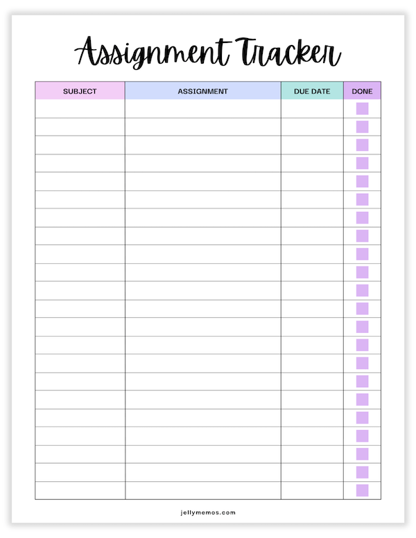 Assignment Tracker Templates Cute Printables To Stay Organized 