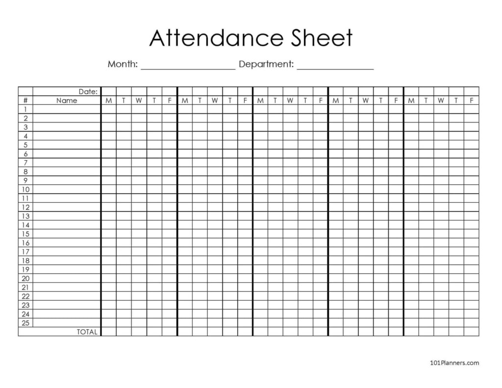Attendance Sheet Printable