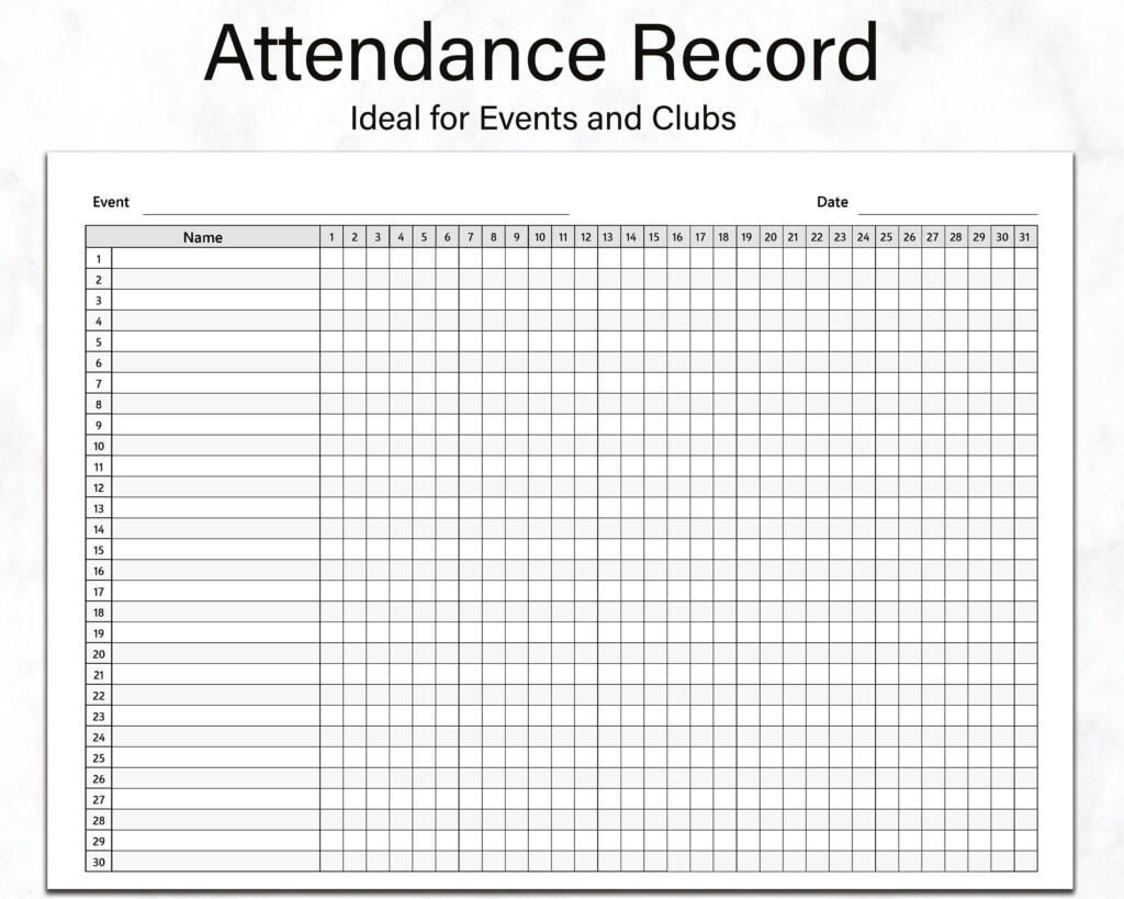 Attendance Tracker Printable Attendance Sheet Home School Tracker 