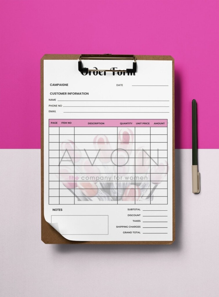 AVON Pink Order Form Order Tracker Template AVON Printable Etsy