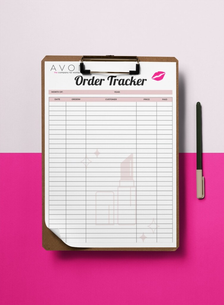 AVON Pink Order Form Order Tracker Template AVON Printable Etsy