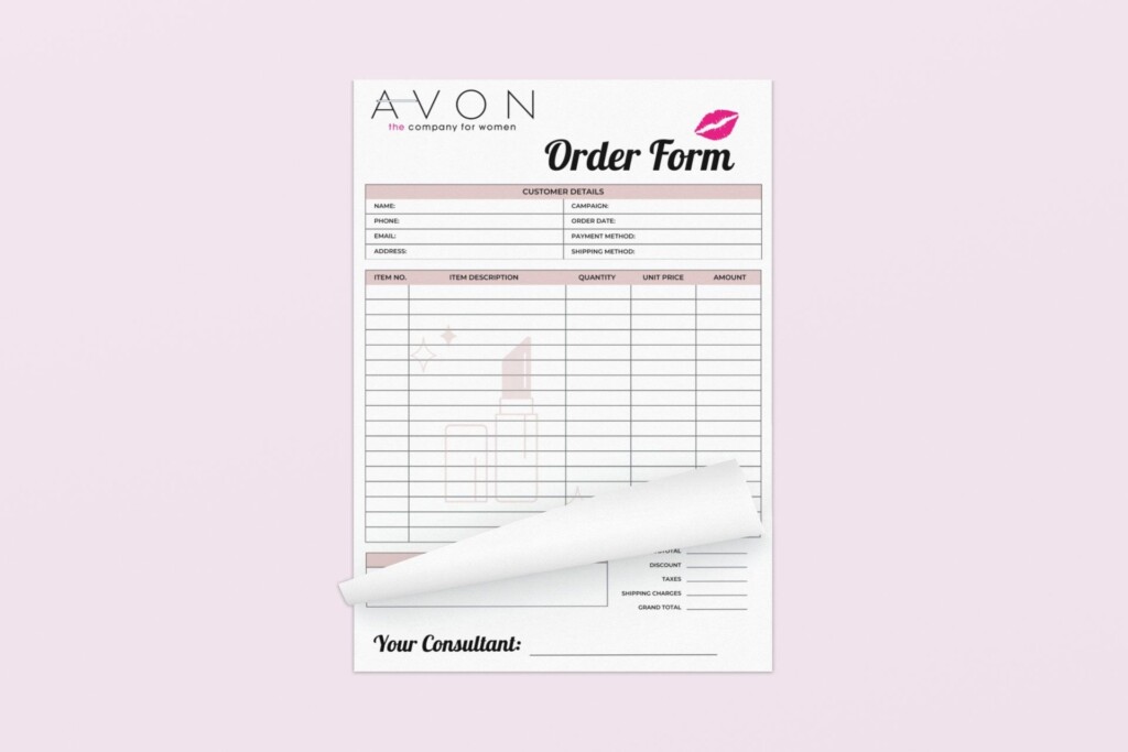 AVON Pink Order Form Order Tracker Template AVON Printable Etsy In 