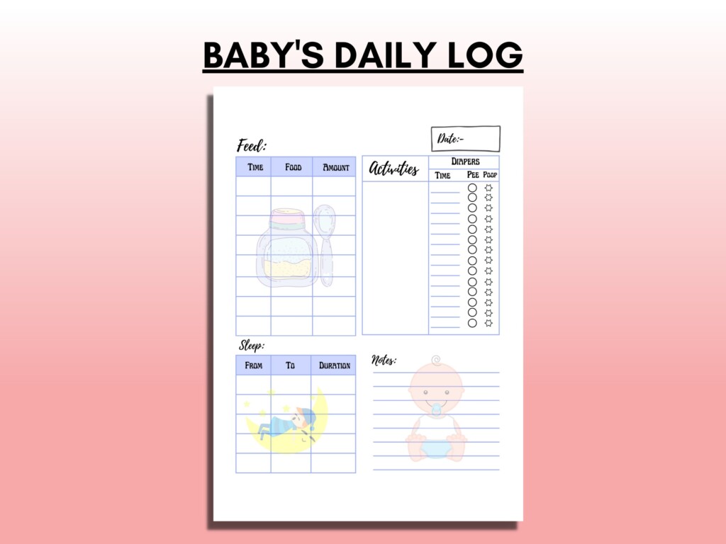 Baby 39 s Daily Log Printable Baby Food Tracker Baby Care Tracker Baby 