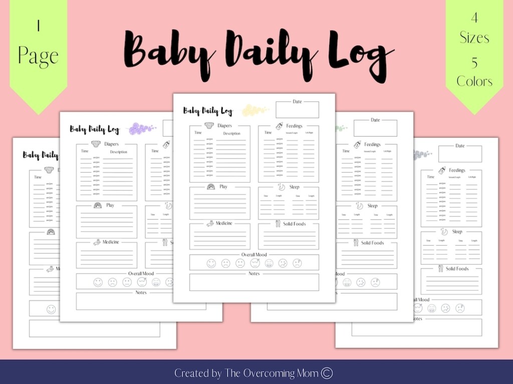 Baby Daily Log Printable Baby Log Baby Activity Tracker Infant 