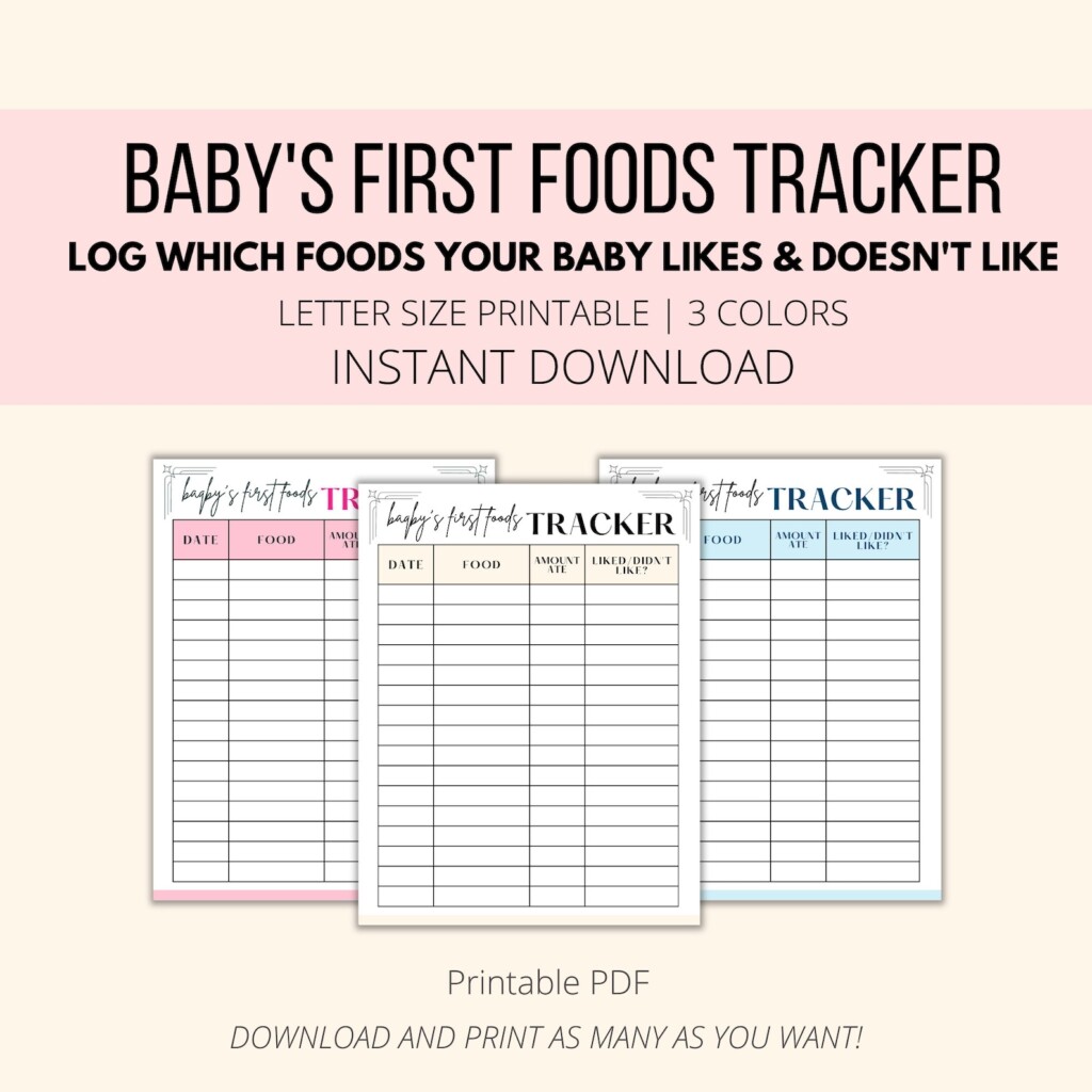Baby Food Tracker Printable First Food Tracker PDF Baby Food Etsy
