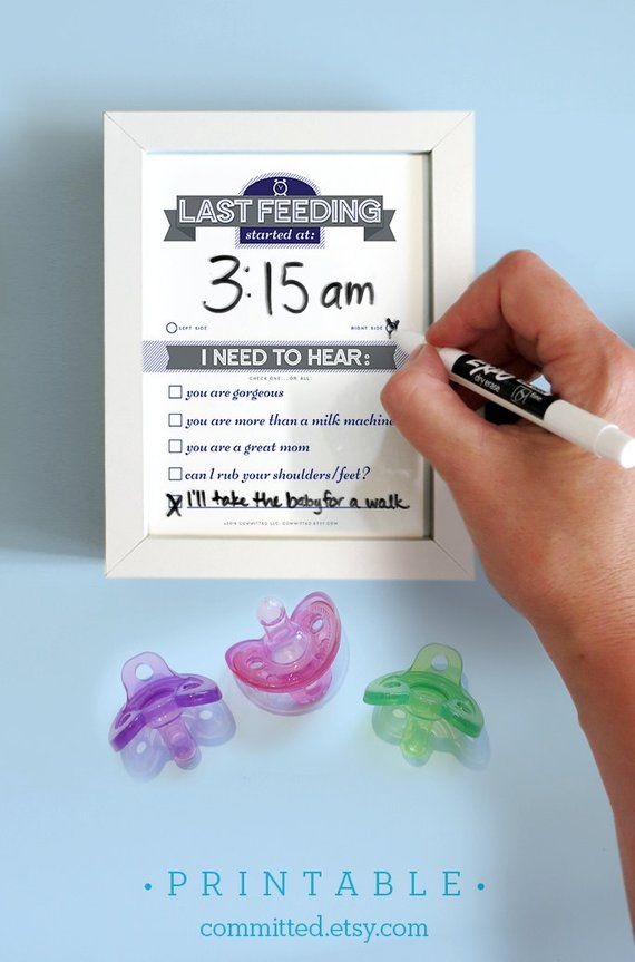 Baby Gift Printable Dry Erase Newborn Feeding Tracker Navy Blue DIY 
