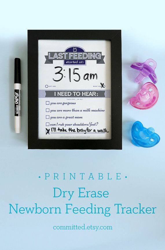 Baby Gift Printable Dry Erase Newborn Feeding Tracker Navy Blue DIY 