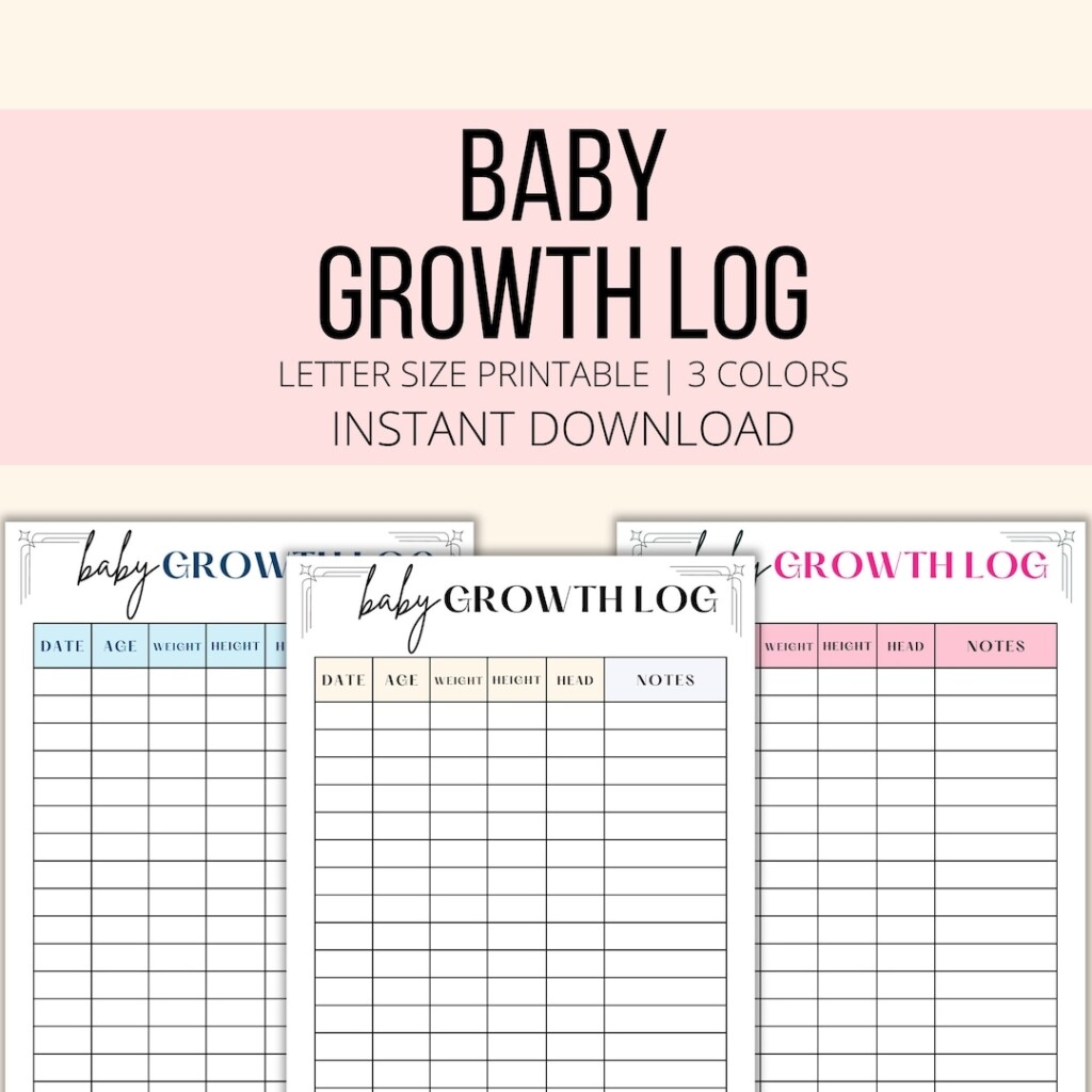Baby Growth Log Printable Baby Growth Tracker PDF Infant Growth Chart 