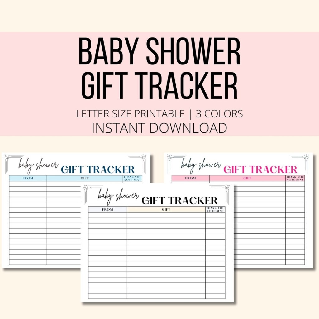 Baby Shower Gift Tracker Printable Baby Gift List PDF Baby Shower 