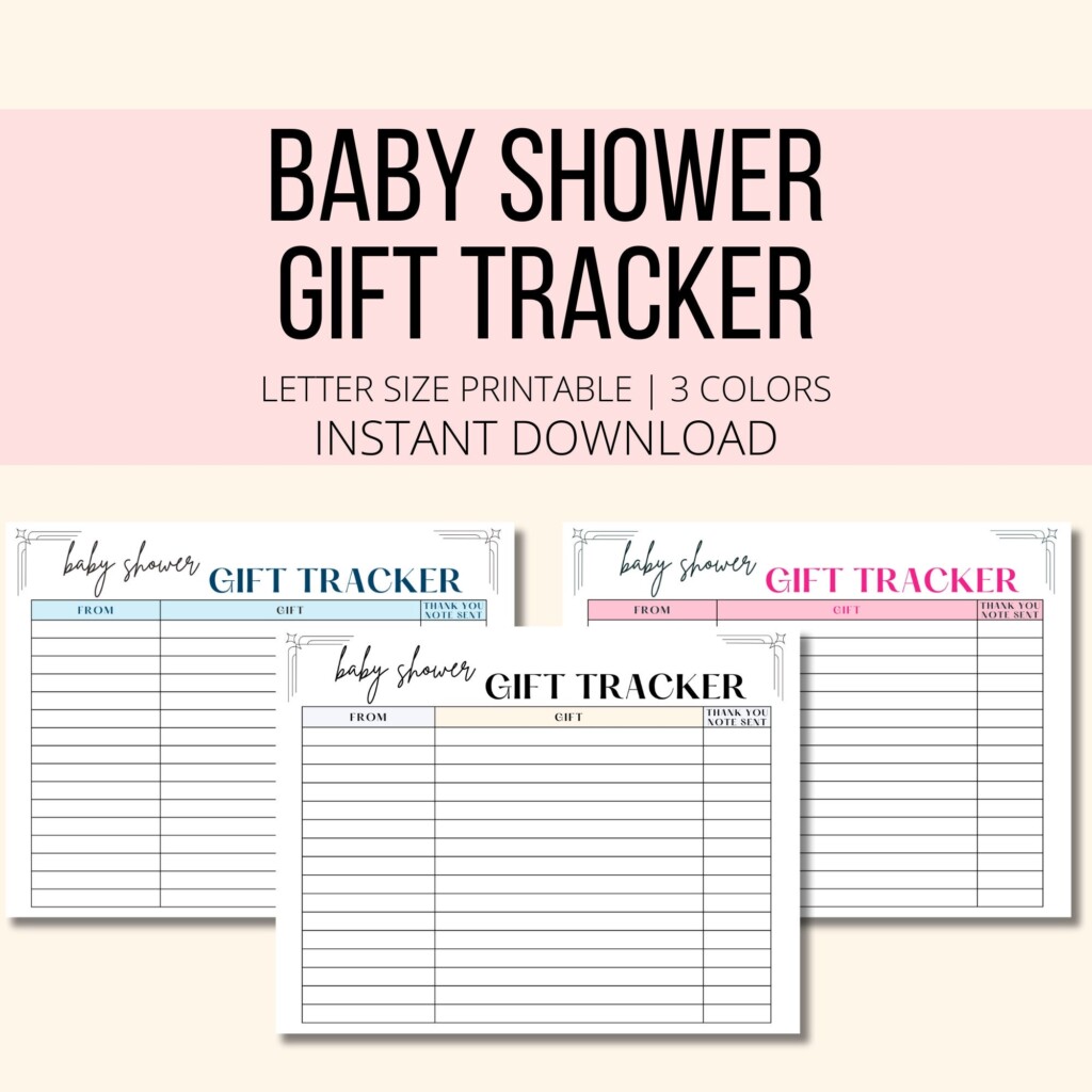 Baby Shower Gift Tracker Printable Baby Gift List PDF Baby Shower 