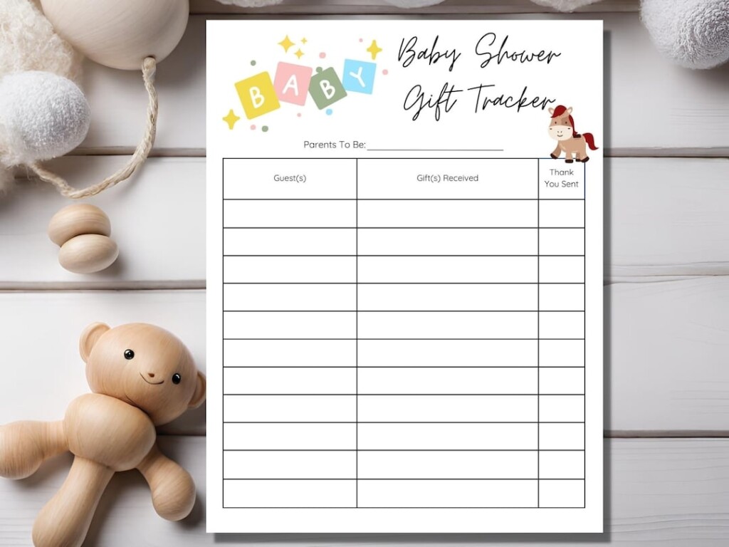 Baby Shower Gift Tracker Printable Gift List Gift Recorder Instant 