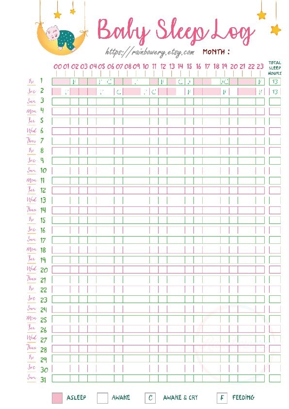 Baby Sleep Schedule Template Printable Baby Sleep Tracker Baby 