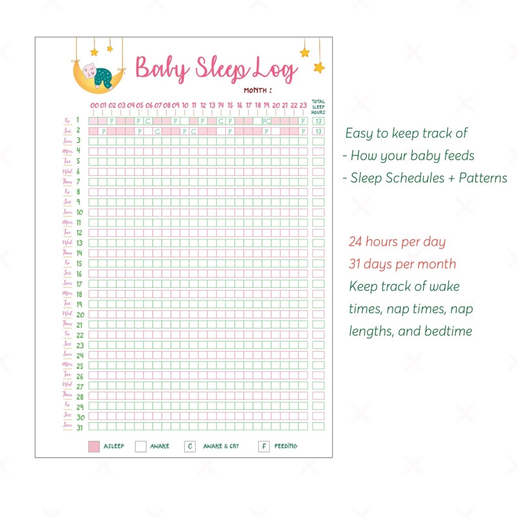 Baby Sleep Schedule Template Printable Baby Sleep Tracker Baby 