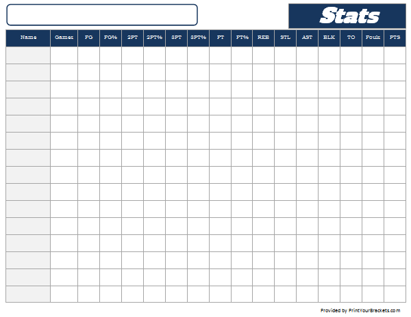 Basketball Stats Sheet Tracker Printable And Editable