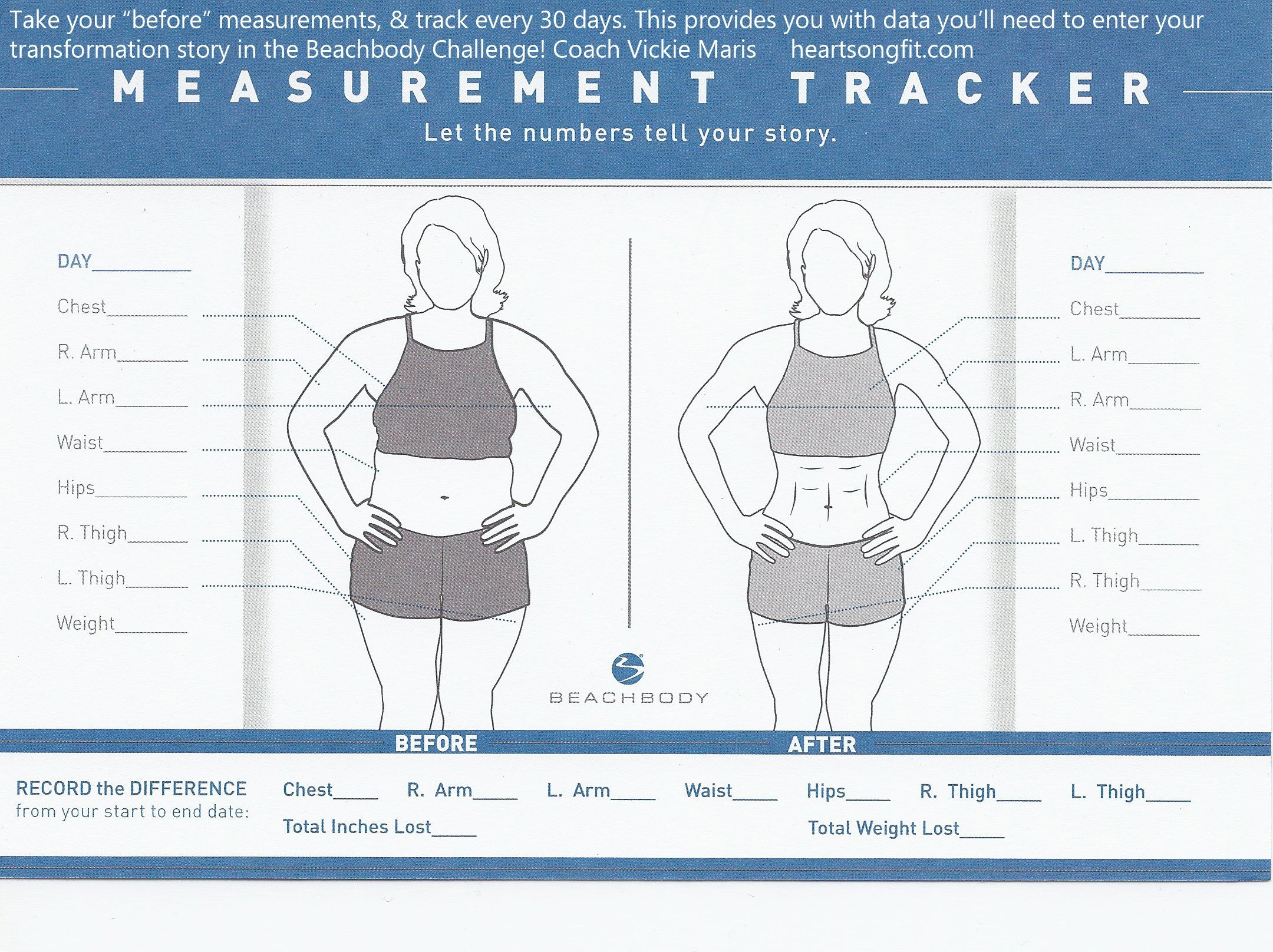 Beachbody Measurement Tracker Printable Printable Templates
