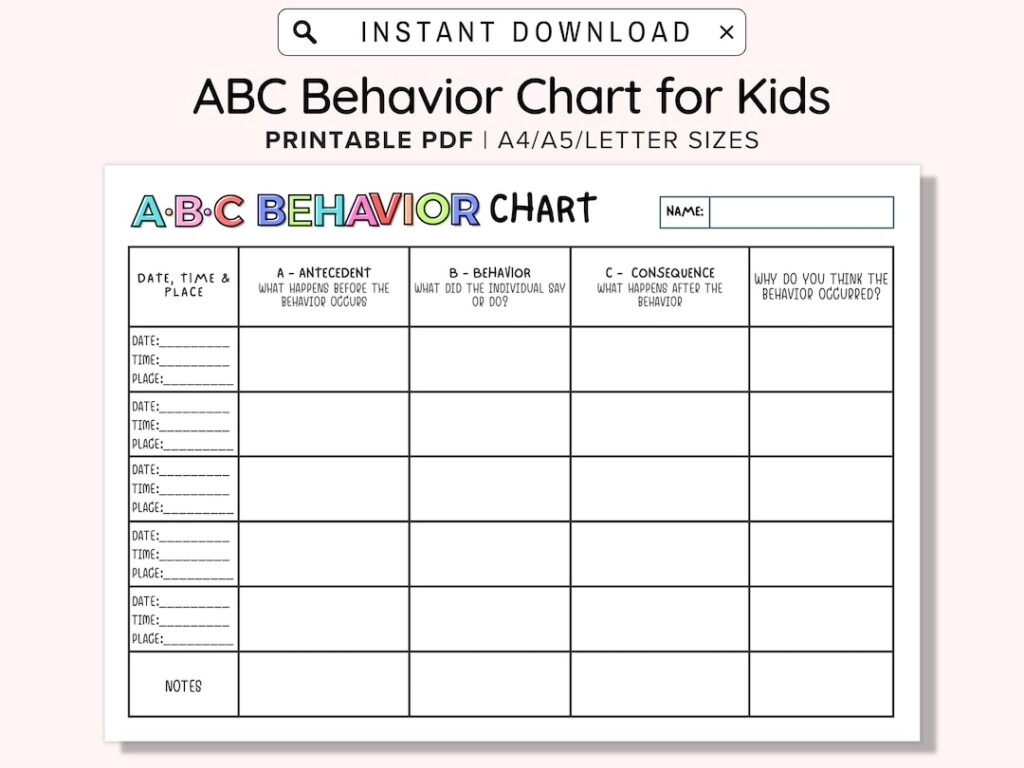 Behavior Chart For Kids Behavior Chart Behavior Reward Chart 