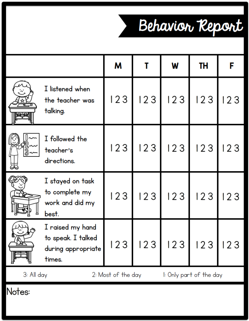 Behavior Log Printable