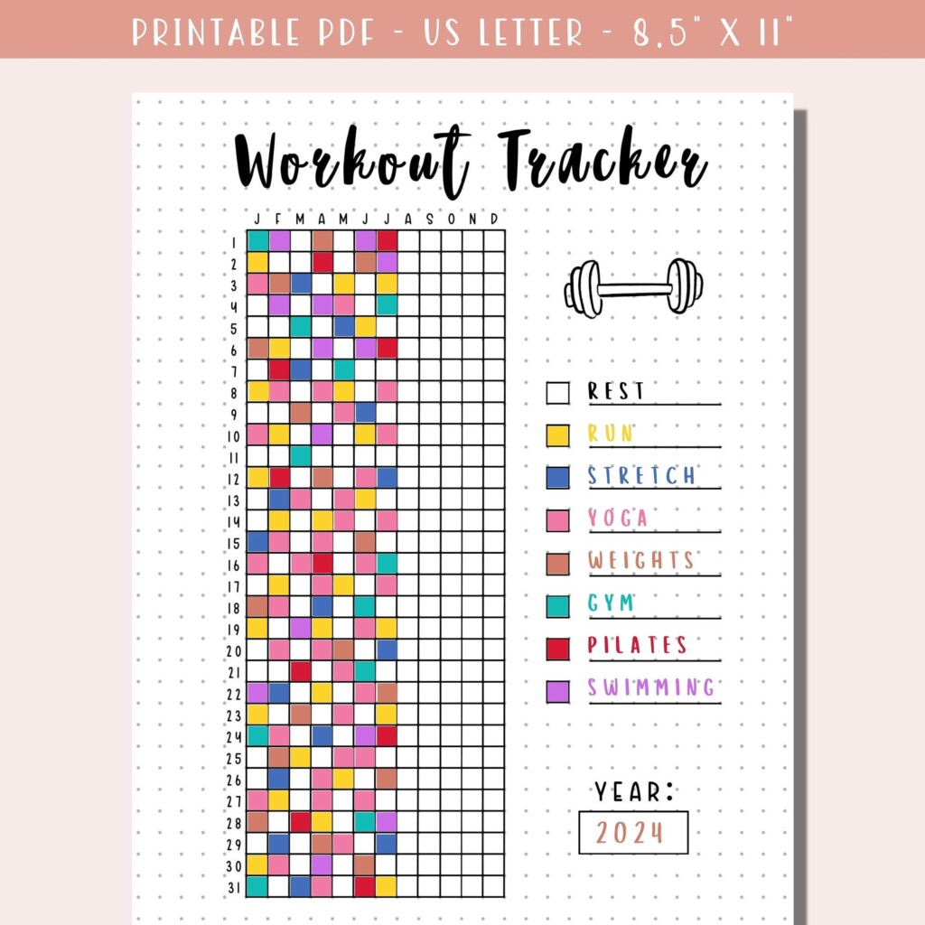 Best 11 Free Printable Workout Tracker For Your Bullet Journal In PDF 