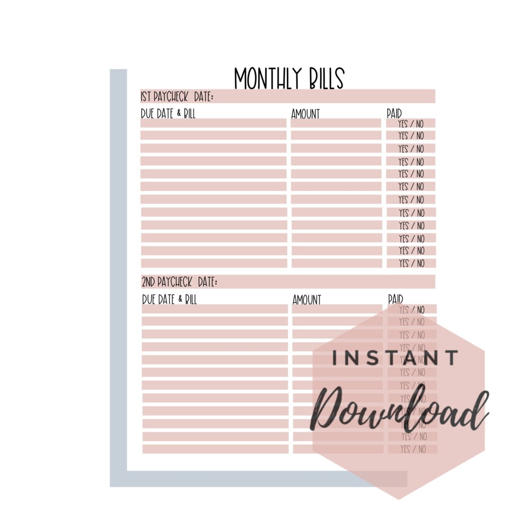 Bi weekly Bill Tracker Printable PDF Letter Etsy Australia