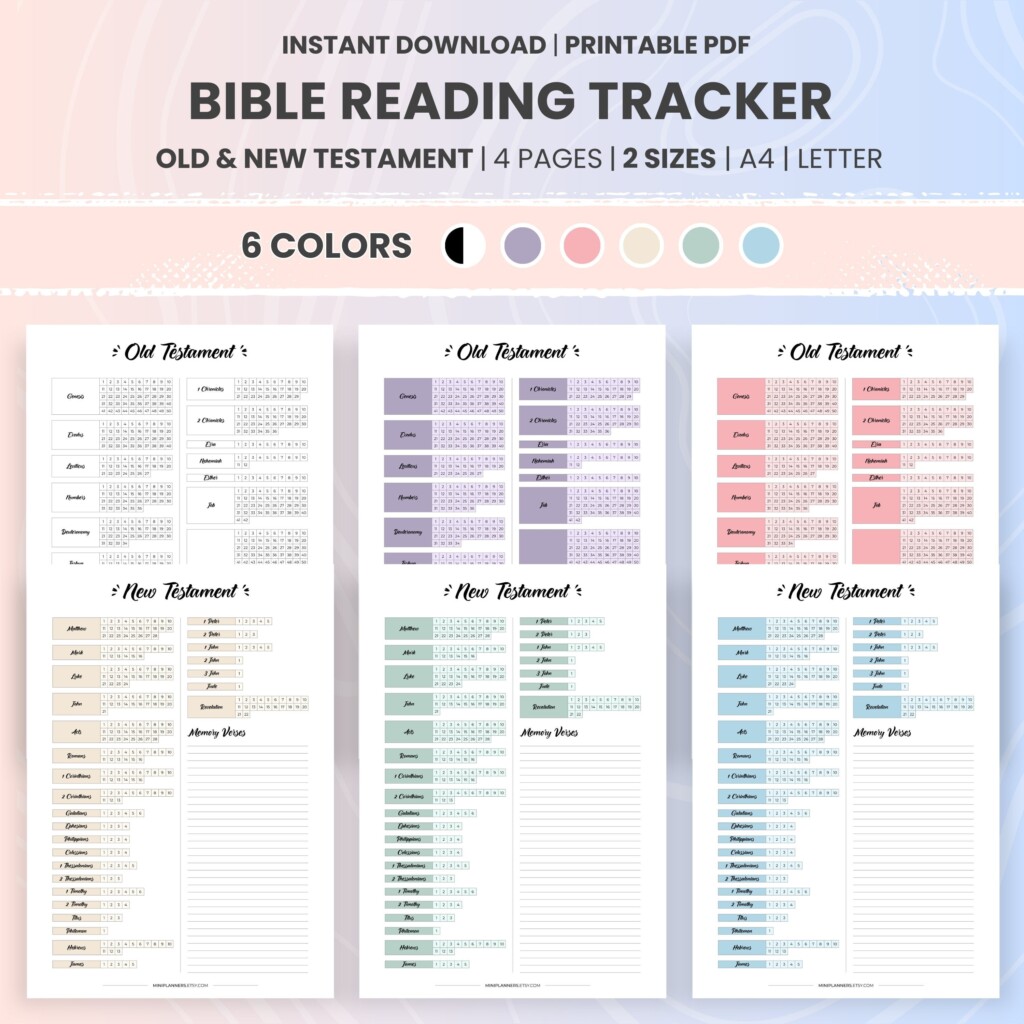 Bible Reading Tracker Printable Bible Reading Checklist Bible 