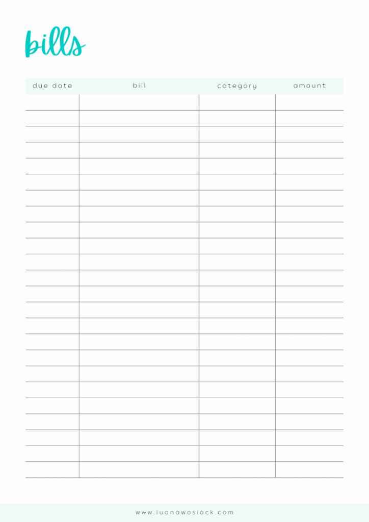 Bill Tracker Free For Planner Or Printable Free Digital Planners