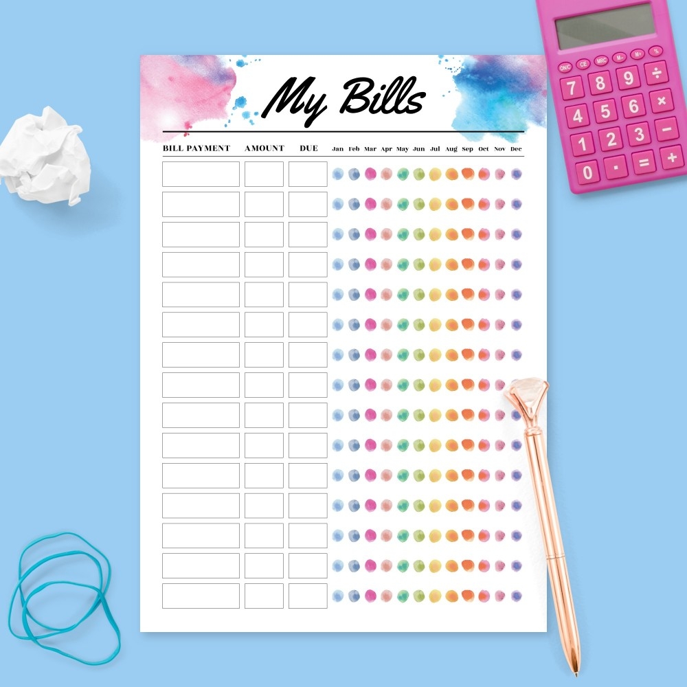 Bill Tracker Free Printable