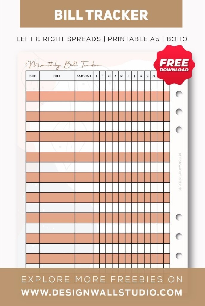 Bill Tracker Minimalist classic And Creative Layouts Printable 