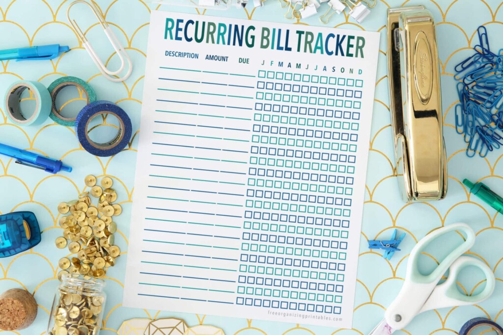 Bill Tracker Printable Free Organizing Printables