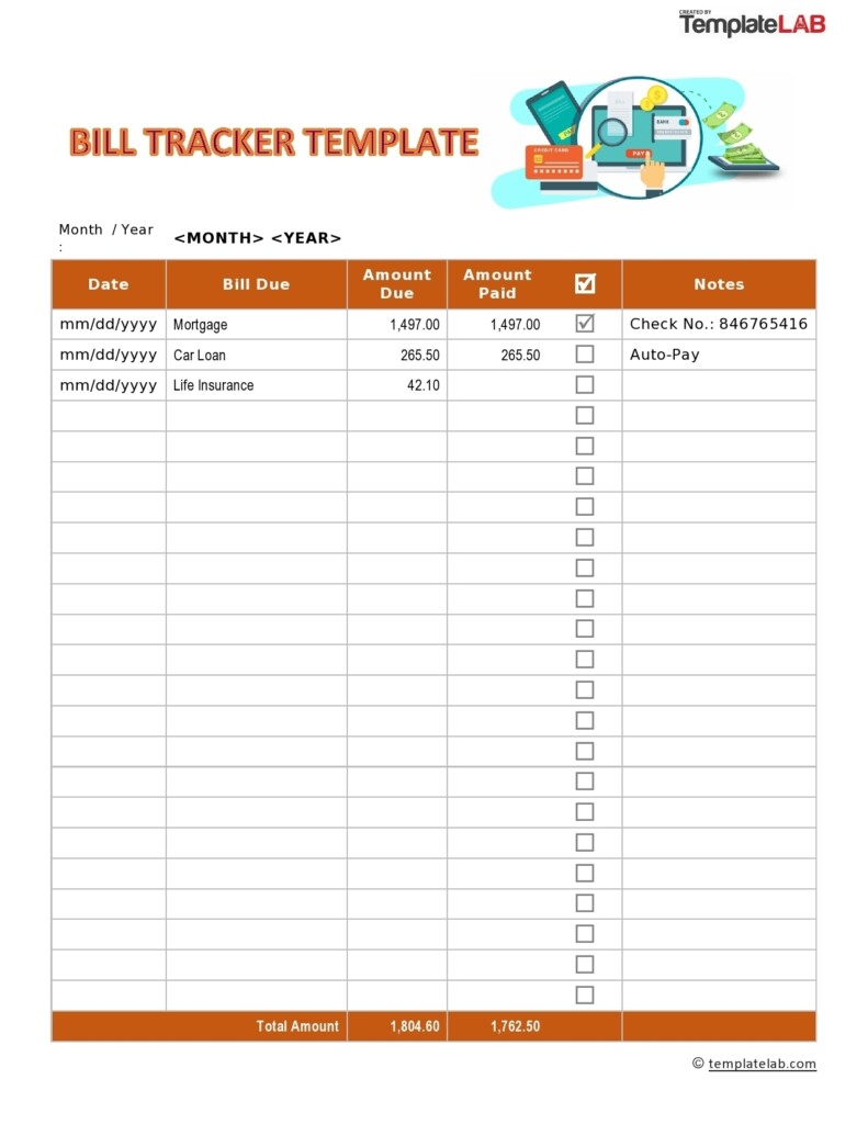 Bill Tracker Printable Printable Free Templates
