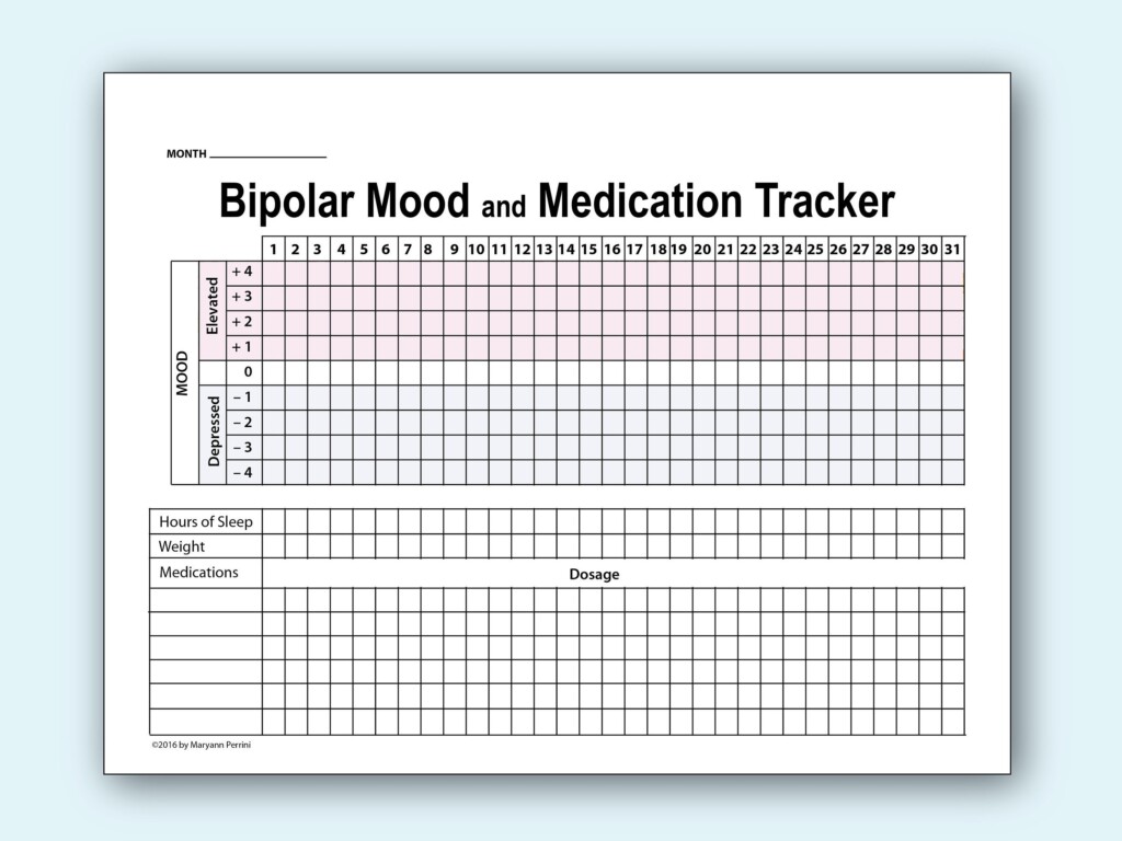 Bipolar Mood Tracker Printable PDF Monitor Your Mental 46 OFF