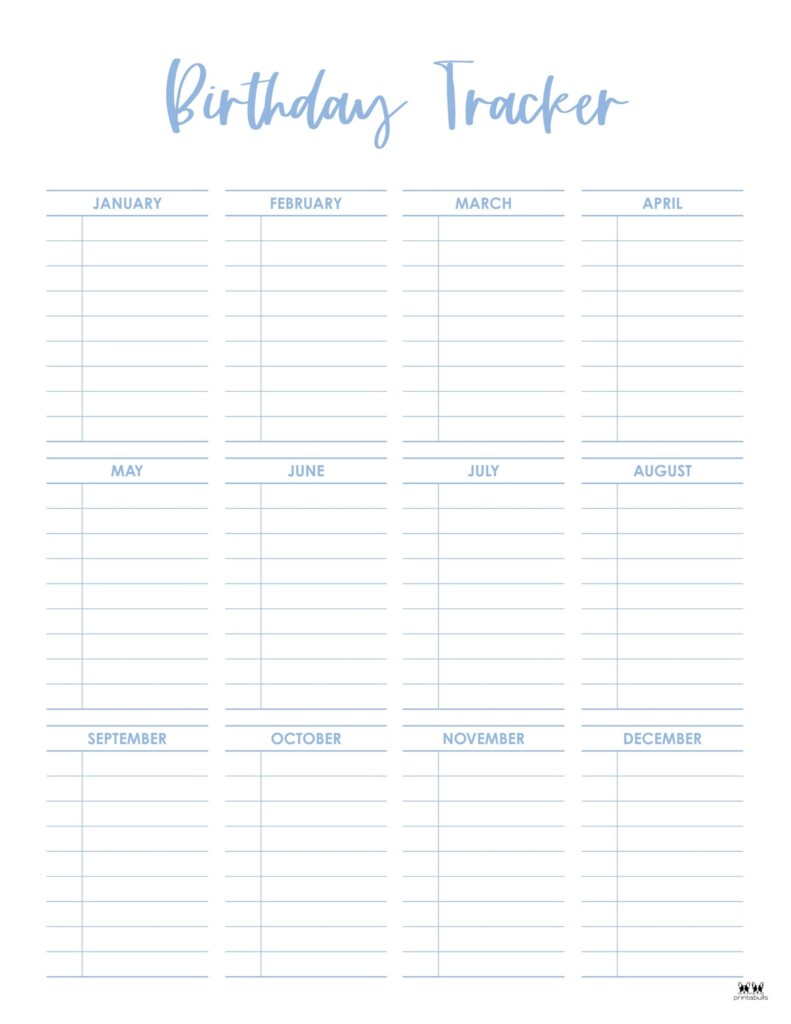Birthday Calendars Trackers 20 FREE Printables Printabulls