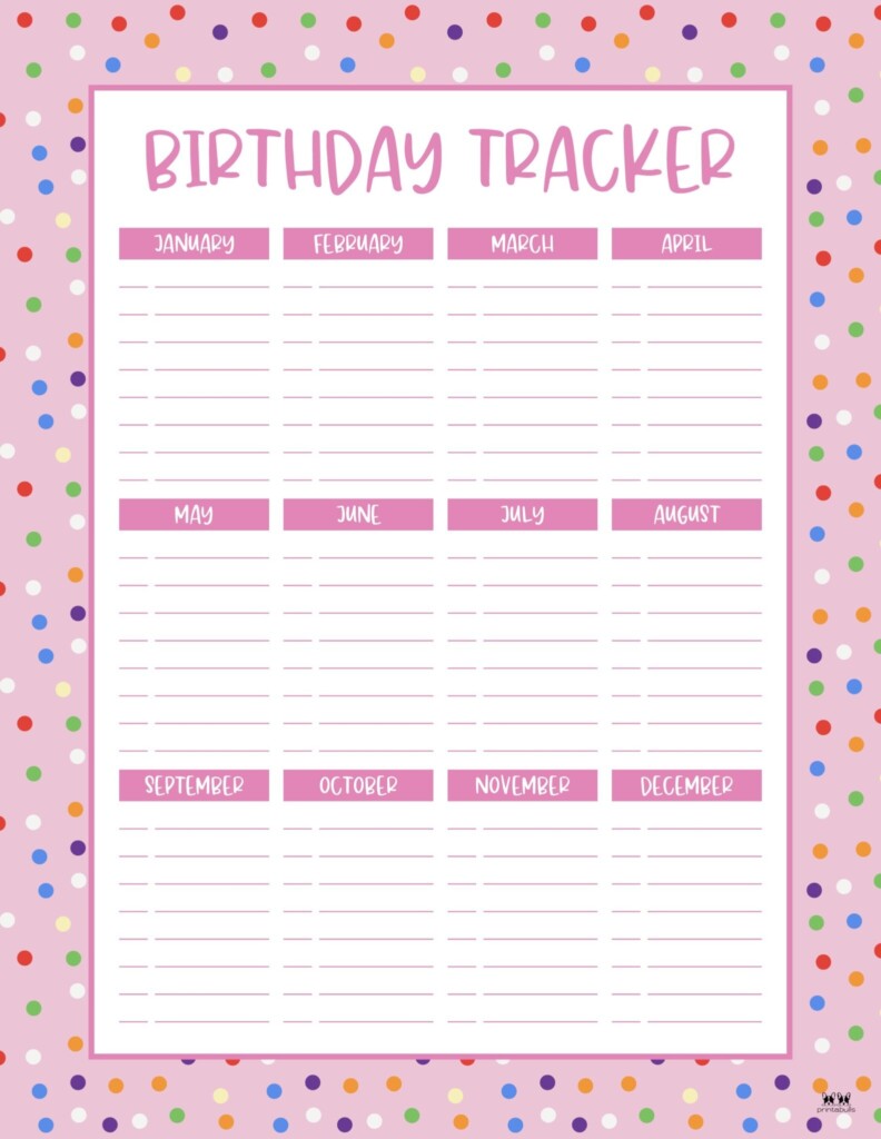 Birthday Calendars Trackers 20 FREE Printables Printabulls